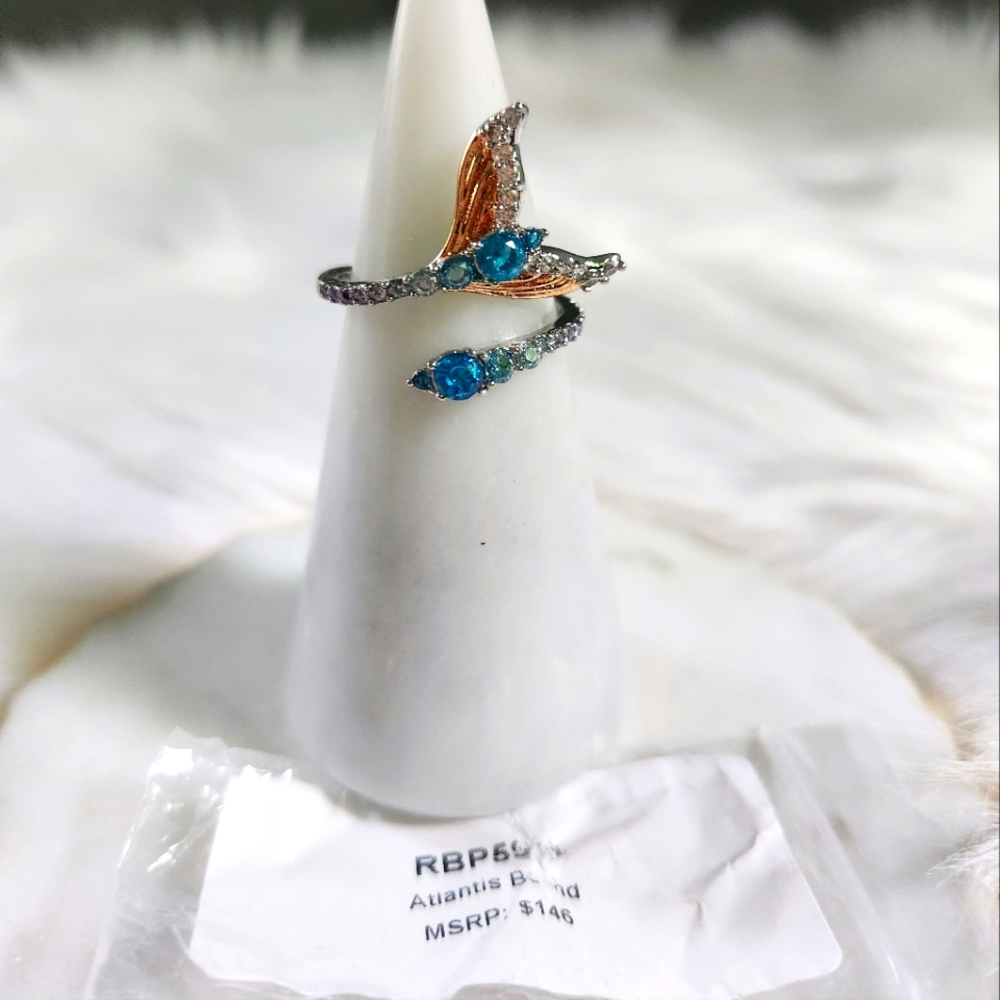 NWT Bomb Party 'Atlantis Bound' Mixed Metal Multicolor Wrap Ring - Size 9 - Picture 8 of 11